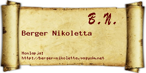 Berger Nikoletta névjegykártya